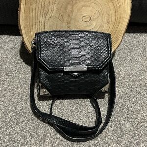Alexander Wang Marion Python Embossed Black Silver Snakeskin Crossbody Bag Purse